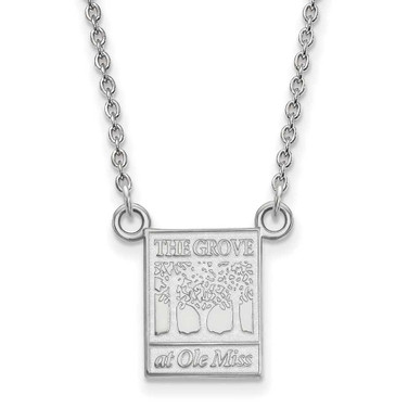 Image of 18" 14K White Gold University of Mississippi Sm Pendant Necklace LogoArt 4W064UMS-18
