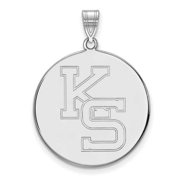 Image of 14K White Gold Kansas State University XL Disc Pendant by LogoArt (4W069KSU)