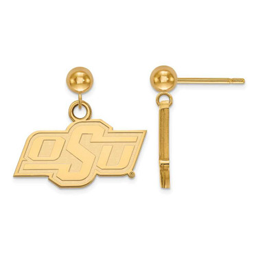 Image of 14K Yellow Gold Oklahoma State University Earrings Dangle Ball by LogoArt