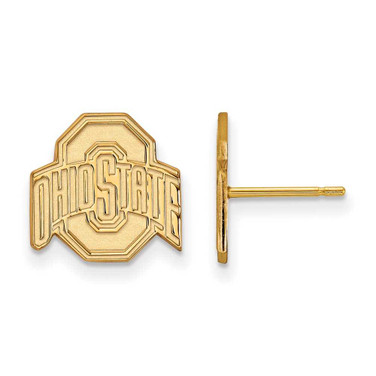 Image of 14K Yellow Gold Ohio State University Small Post Earrings by LogoArt (4Y009OSU)