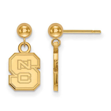 Image of 14K Yellow Gold North Carolina State University Earrings Dangle Ball by LogoArt