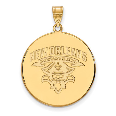 14K Yellow Gold University of New Orleans XL Disc Pendant by LogoArt (4Y022UNO)