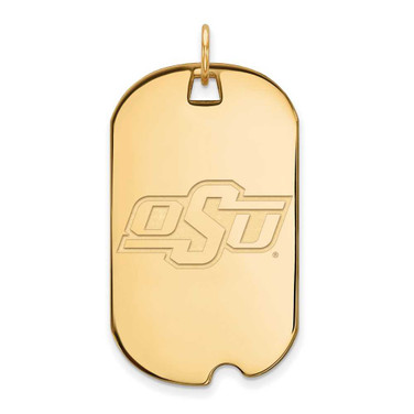 Image of 14K Yellow Gold Oklahoma State University Large Dog Tag by LogoArt