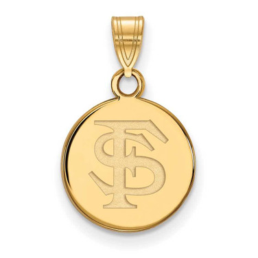 Image of 14K Yellow Gold Florida State University Small Disc Pendant by LogoArt Image of 14K Yellow Gold Florida State University Small Disc Pendant by LogoArt
