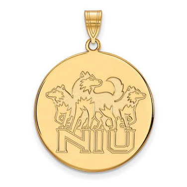 Image of 14K Yellow Gold Northern Illinois University XL Disc Pendant by LogoArt 4Y037NIU