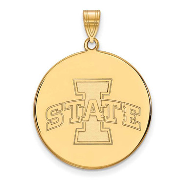 Image of 14K Yellow Gold Iowa State University XL Disc Pendant by LogoArt (4Y042IAS)