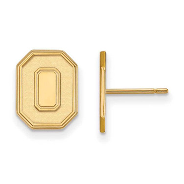 Image of 14K Yellow Gold Ohio State University Small Post Earrings by LogoArt (4Y052OSU)