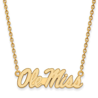 Image of 18" 14K Yellow Gold University of Mississippi Lg Pendant Necklace LogoArt 4Y055UMS