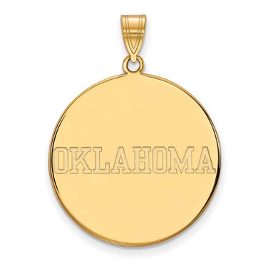 Image of 14K Yellow Gold University of Oklahoma XL Disc Pendant by LogoArt (4Y057UOK)