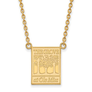 Image of 18" 14K Yellow Gold University of Mississippi Lg Pendant Necklace LogoArt 4Y065UMS