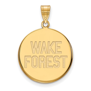 14K Yellow Gold Wake Forest University Large Disc Pendant by LogoArt (4Y068WFU)