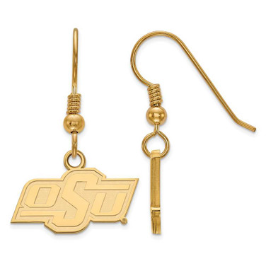 Image of Gold Plated 925 Silver Oklahoma State University X-Small Dangle Earrings LogoArt