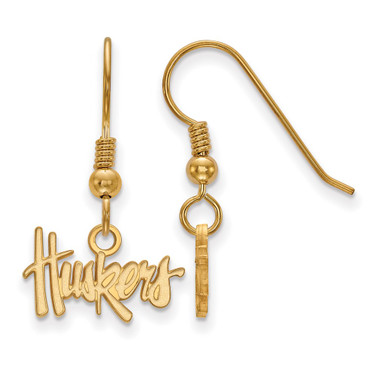 Gold Plated 925 Silver University of Nebraska X-Small Dangle Earrings by LogoArt