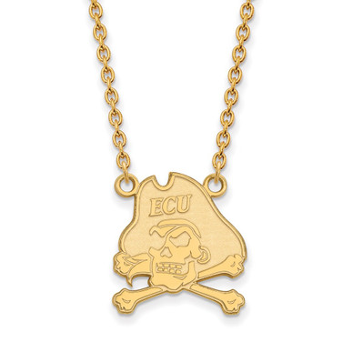 18" Gold Plated 925 Silver East Carolina University Large Pendant Necklace LogoArt
