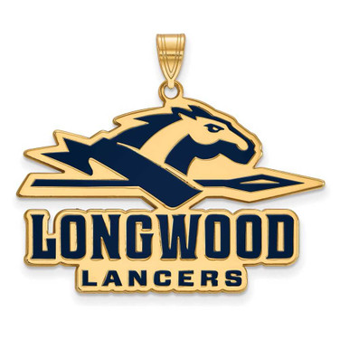 Image of Gold Plated Sterling Silver Longwood University XL Enamel Pendant by LogoArt