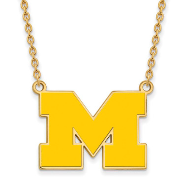 18" Gold Plated 925 Silver Michigan University Of Pendant Necklace LogoArt GP017UM18