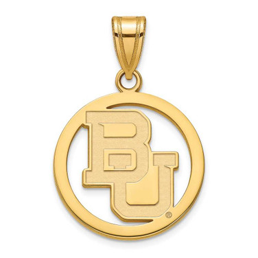 Image of Gold Plated Sterling Silver Baylor University Small Pendant in Circle by LogoArt
