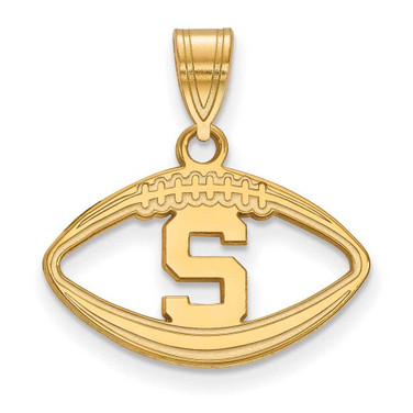 Image of Gold Plated Sterling Silver Michigan State University Pendant Football LogoArt