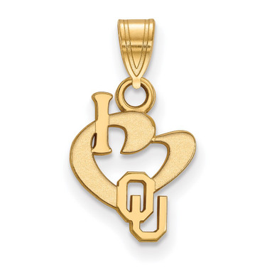 Gold Plated 925 Silver University of Oklahoma Sm I Love Pendant LogoArt