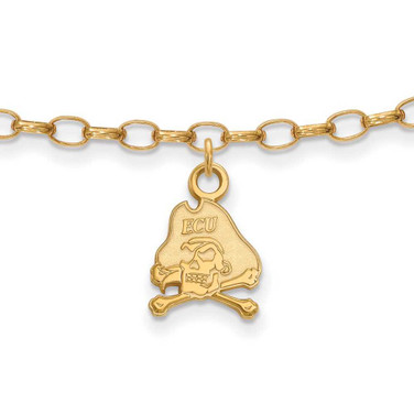 Image of Gold Plated Sterling Silver East Carolina University Anklet by LogoArt Image of Gold Plated Sterling Silver East Carolina University Anklet by LogoArt