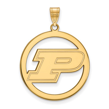 Gold Plated Sterling Silver Purdue L Pendant in Circle by LogoArt