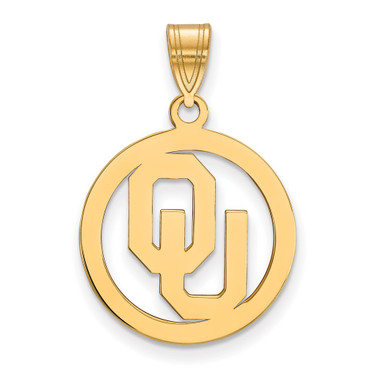 Gold Plated Sterling Silver University of Oklahoma Small Pendant Circle LogoArt
