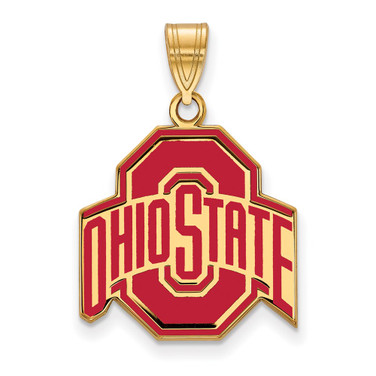 Gold Plated Sterling Silver Ohio State University Large LogoArt Pendant GP033OSU