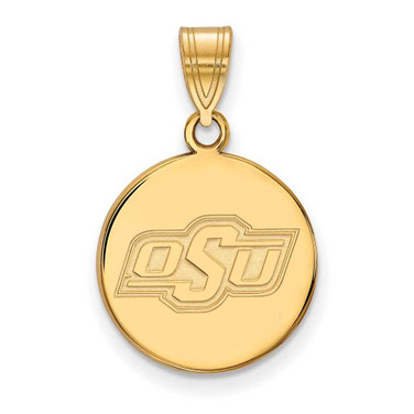 Image of Gold Plated 925 Silver Oklahoma State University Medium Disc Pendant by LogoArt