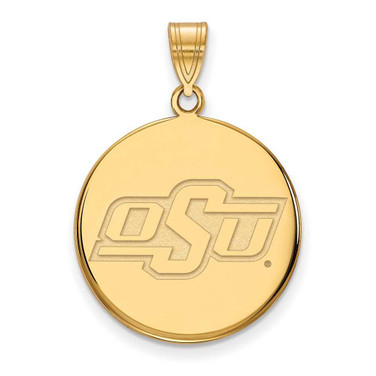 Image of Gold Plated Sterling Silver Oklahoma State University Large Disc LogoArt Pendant