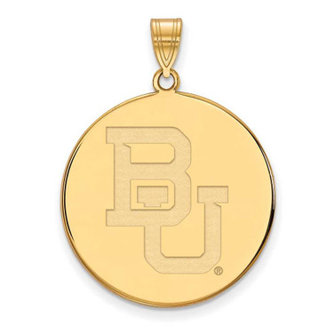 Image of Gold Plated Sterling Silver Baylor University XL Disc Pendant by LogoArt GP044BU