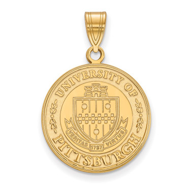 Gold Plated Sterling Silver University of Pittsburgh Lg Pendant LogoArt GP046UPI