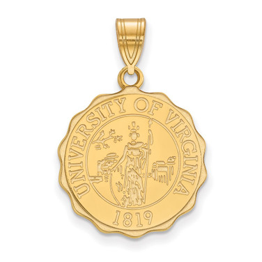 Gold Plated Sterling Silver University of Virginia Lg Pendant LogoArt GP067UVA