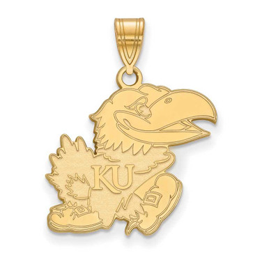 Image of Gold Plated Sterling Silver University of Kansas Large Pendant LogoArt GP068UKS