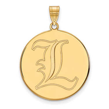 Gold Plated Sterling Silver University of Louisville XL Disc Pendant by LogoArt