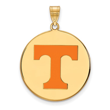 Gold Plated 925 Silver University of Tennessee XL Enamel Disc Pendant by LogoArt