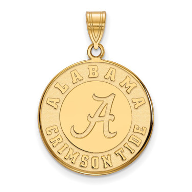 Gold Plated Sterling Silver University of Alabama Large Disc Pendant by LogoArt