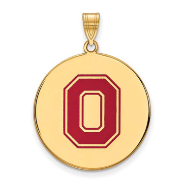 Image of Gold Plated Sterling Silver Ohio State University XL Disc LogoArt Pendant GP089