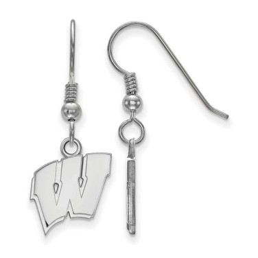 Image of Sterling Silver University of Wisconsin Small Dangle Earrings LogoArt (SS007UWI)
