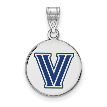 Image of Sterling Silver Villanova University Medium Enamel Disc Pendant LogoArt SS024VIL