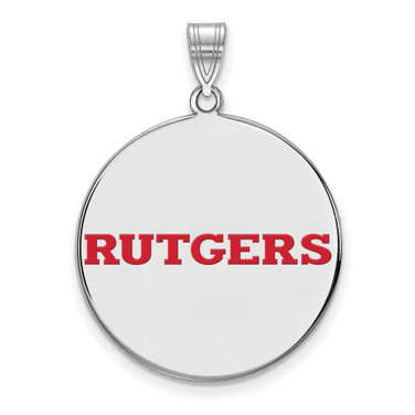 Image of Sterling Silver Rutgers XL Enamel Disc Pendant by LogoArt (SS026RUT)