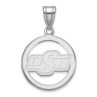 Sterling Silver Oklahoma State University Small Pendant in Circle by LogoArt