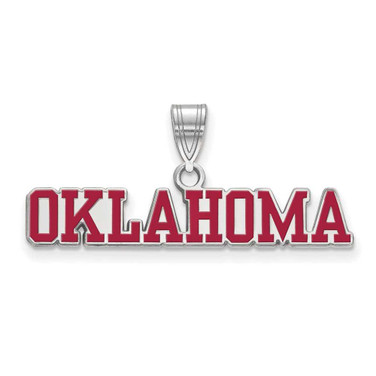 Image of Sterling Silver University of Oklahoma Large Enamel Pendant by LogoArt SS050UOK Image of Sterling Silver University of Oklahoma Large Enamel Pendant by LogoArt SS050UOK