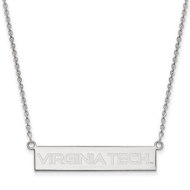 Rhodium-plated Sterling Silver LogoArt Virginia Tech Small Bar Necklace