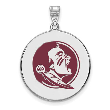 Image of Sterling Silver Florida State University Large Disc Pendant by LogoArt SS093FSU