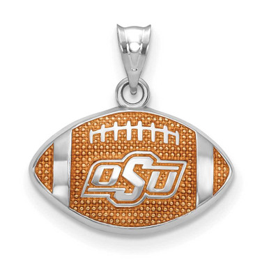 Image of Sterling Silver LogoArt Oklahoma State University Enameled Football Pendant