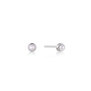 Image of Ania Haie Cultured Freshwater Pearl Cabochon Stud Earrings Rhodium-Plated Sterling Silver