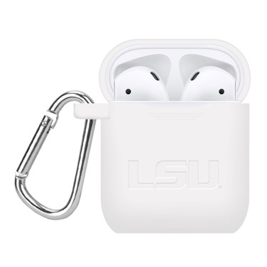 LSU Tigers Engraved Compatible with Apple AirPods Case Cover (White)