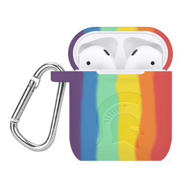 Image of Michigan State Spartans Engraved Compatible with Apple AirPods Case Cover (Rainbow)