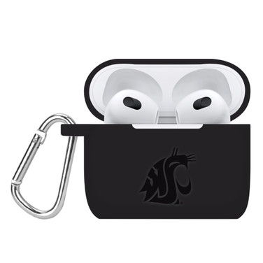 Washington State Cougars Engraved Silicone Compatible with Apple AirPods Gen 3 Case Cover (Black)