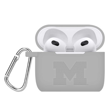 Image of Michigan Wolverines Engraved Silicone Compatible with Apple AirPods Gen 3 Case Cover (Gray)